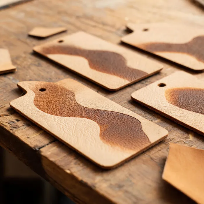 Engraved leather product tags